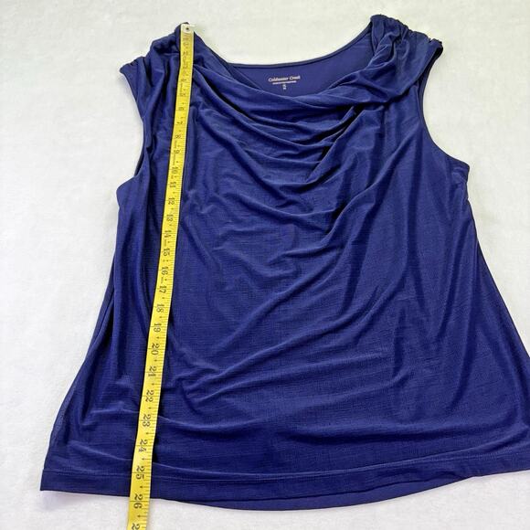 Coldwater Creek Sleeveless Draped Cowl Neck Sleeveless Tank Navy Blue Size XL 16 - Picture 7 of 10